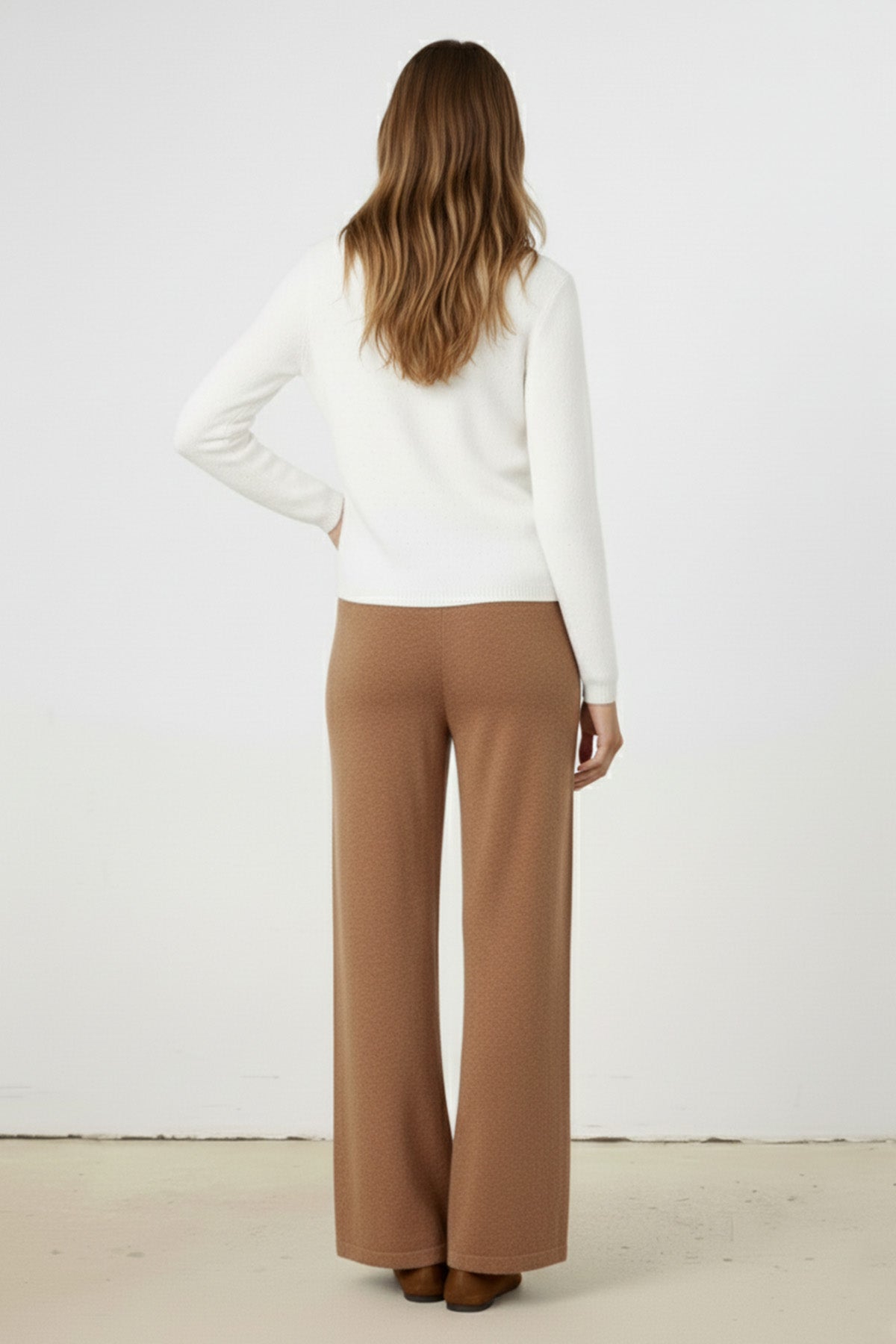 Camel High-Waisted Wide-Leg Women's Pants