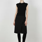 Black Cross-Patterned Midi Skirt