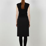 Black Cross-Patterned Midi Skirt