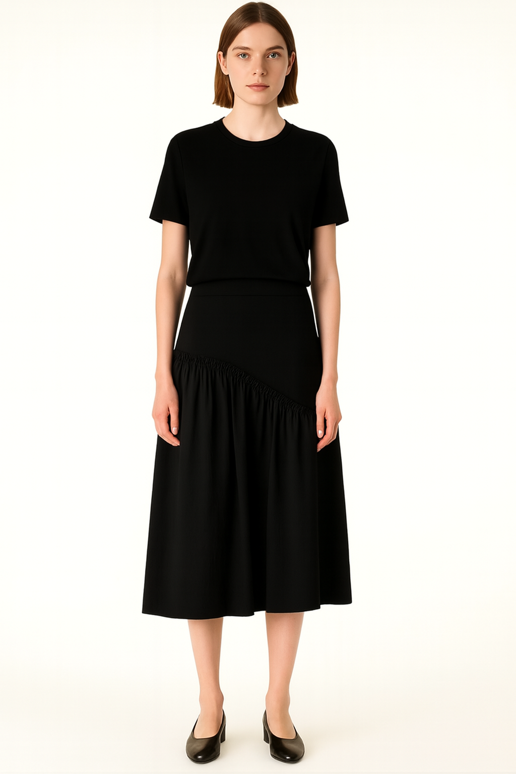 Long Skirt with Black Contrast Fabric