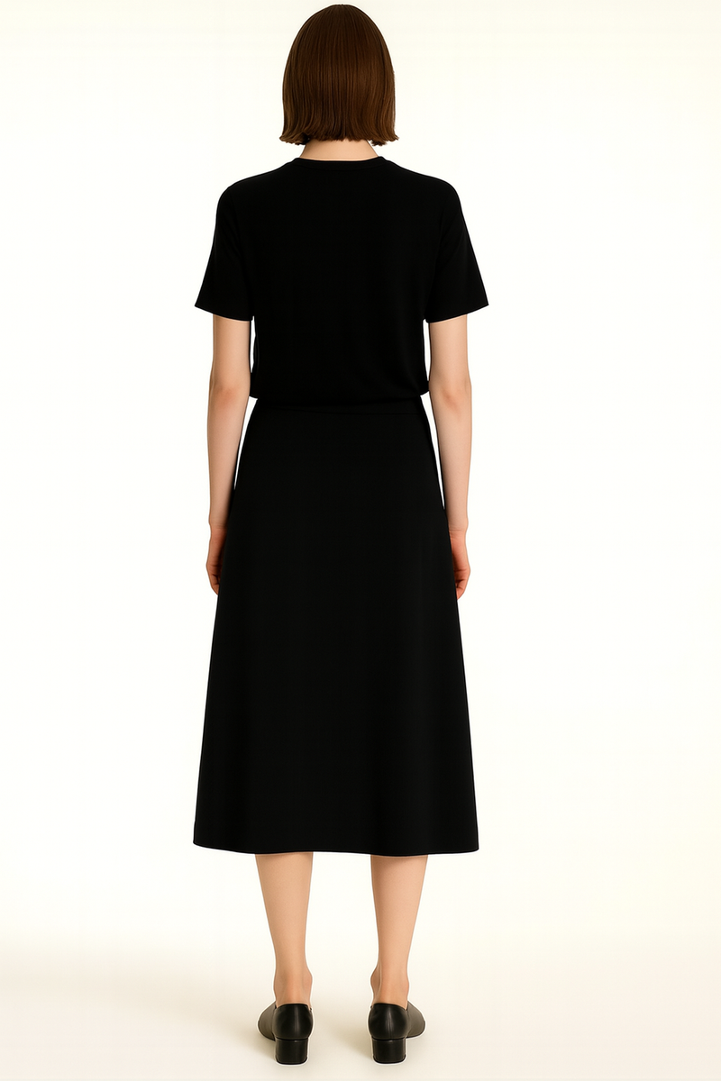 Long Skirt with Black Contrast Fabric