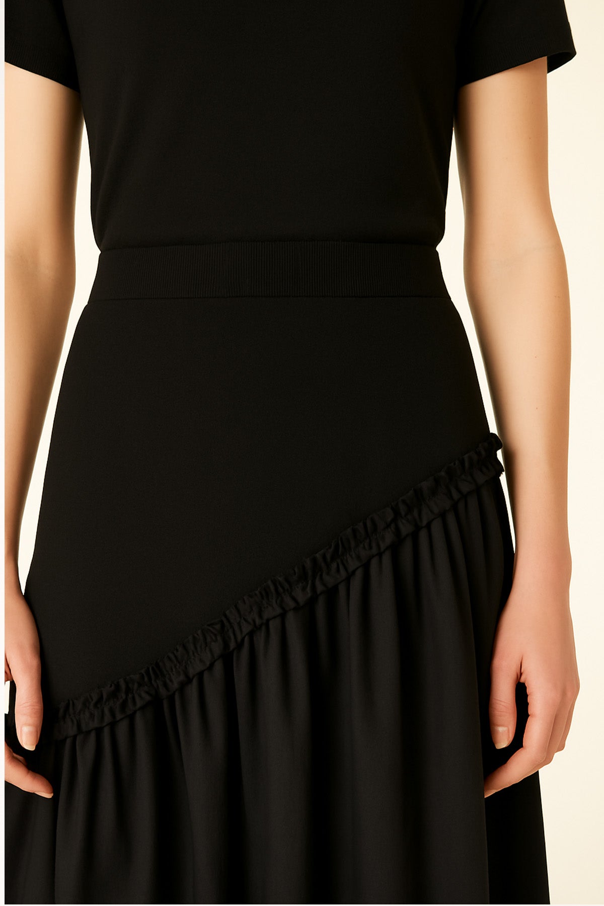 Long Skirt with Black Contrast Fabric