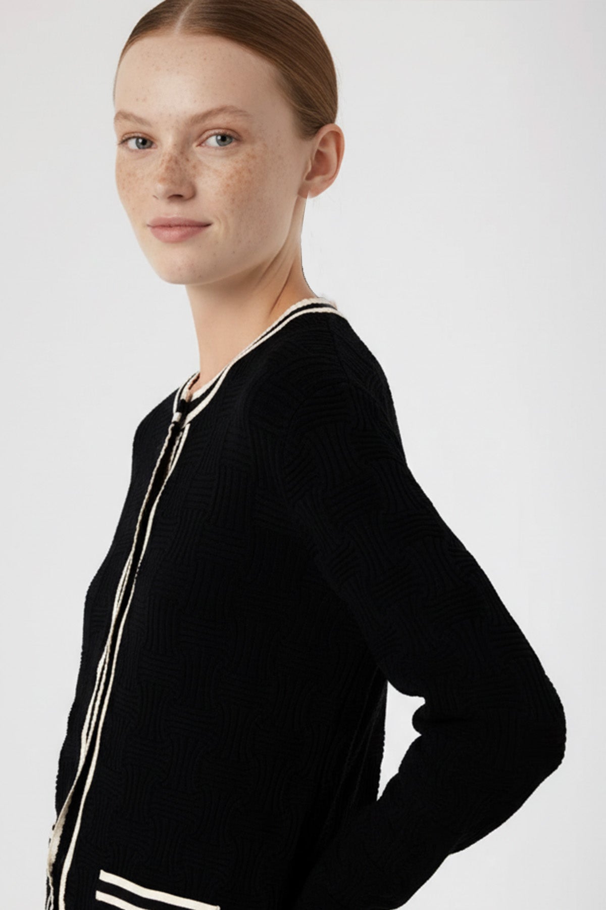 Black and White Striped Women's Jacket