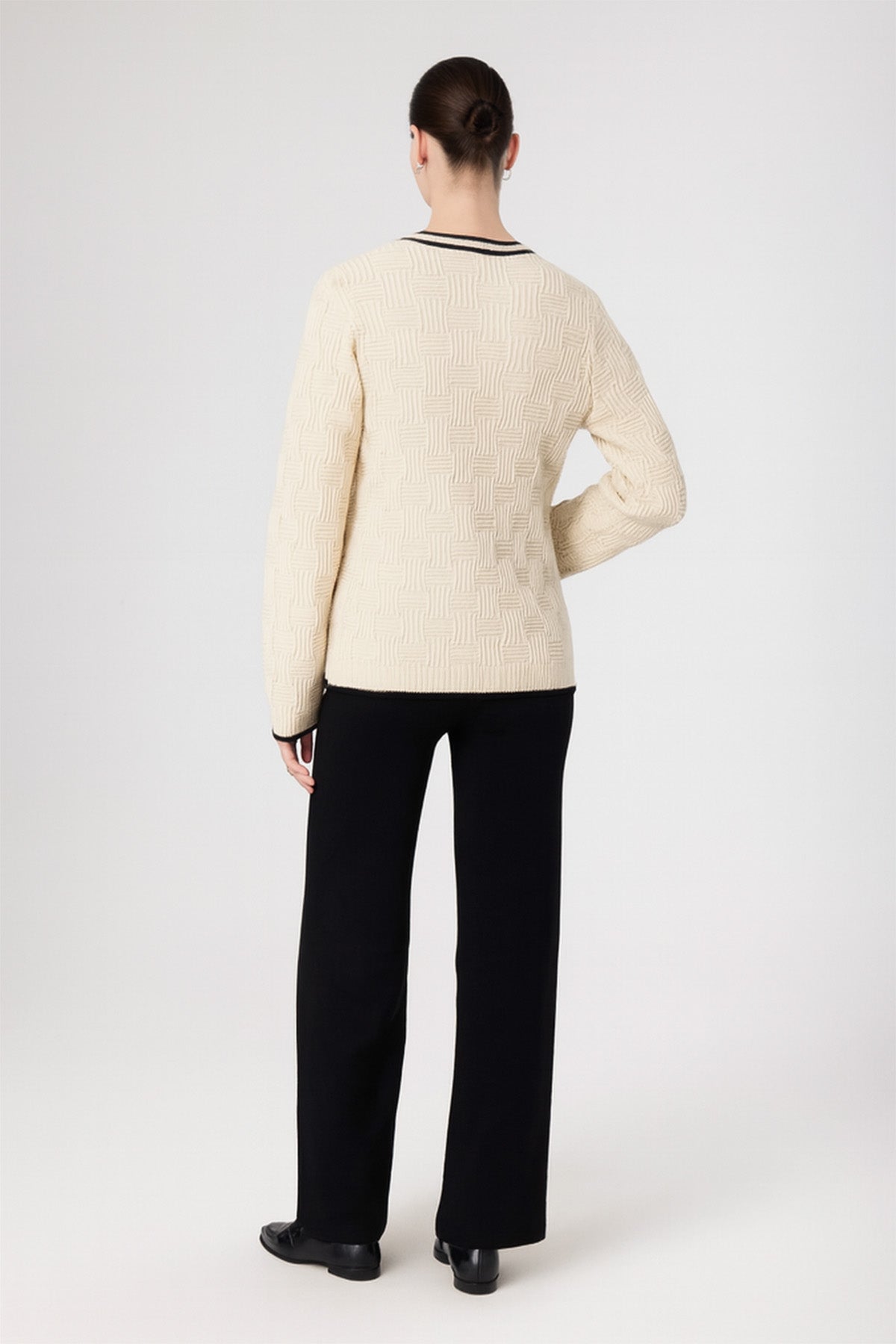 Beige Black Striped Women's Jacket