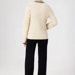 Beige Black Striped Women's Jacket