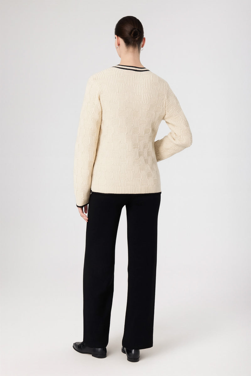 Beige Black Striped Women's Jacket