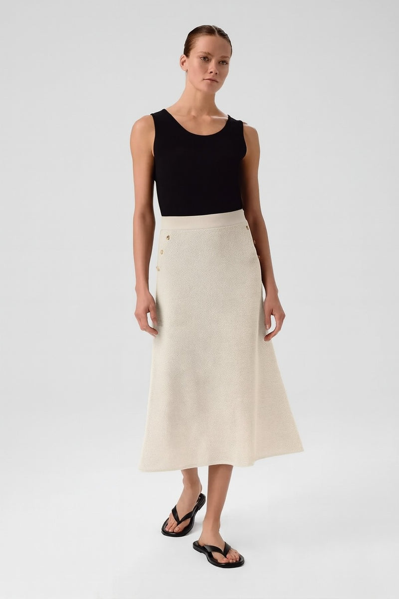 Ecru Mesh Midi Skirt