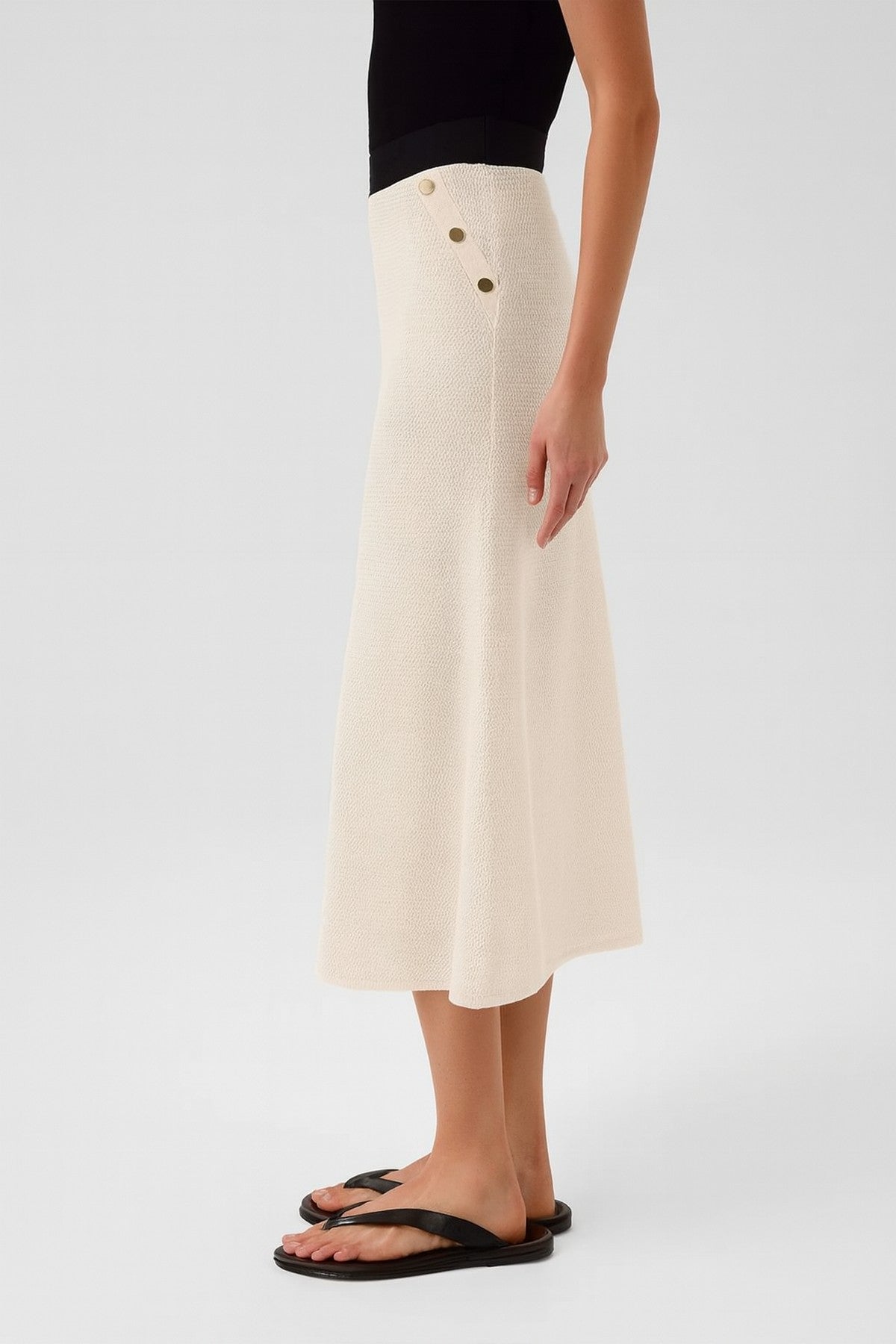 Ecru Mesh Midi Skirt