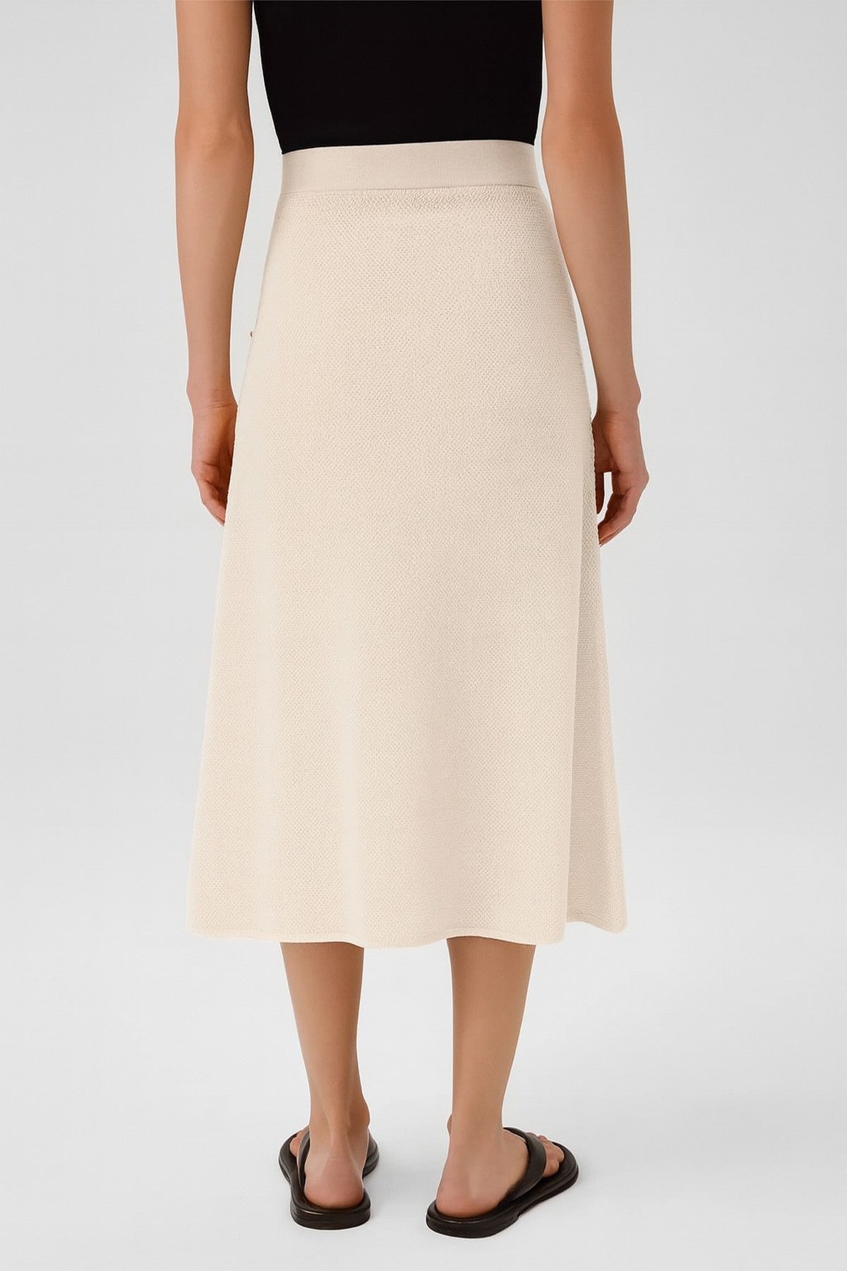 Ecru Mesh Midi Skirt