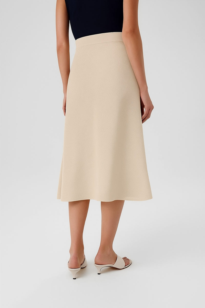 Light Beige Mesh Midi Skirt