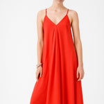 Pomegranate Flower Thin-Strap V-Neck Long Dress