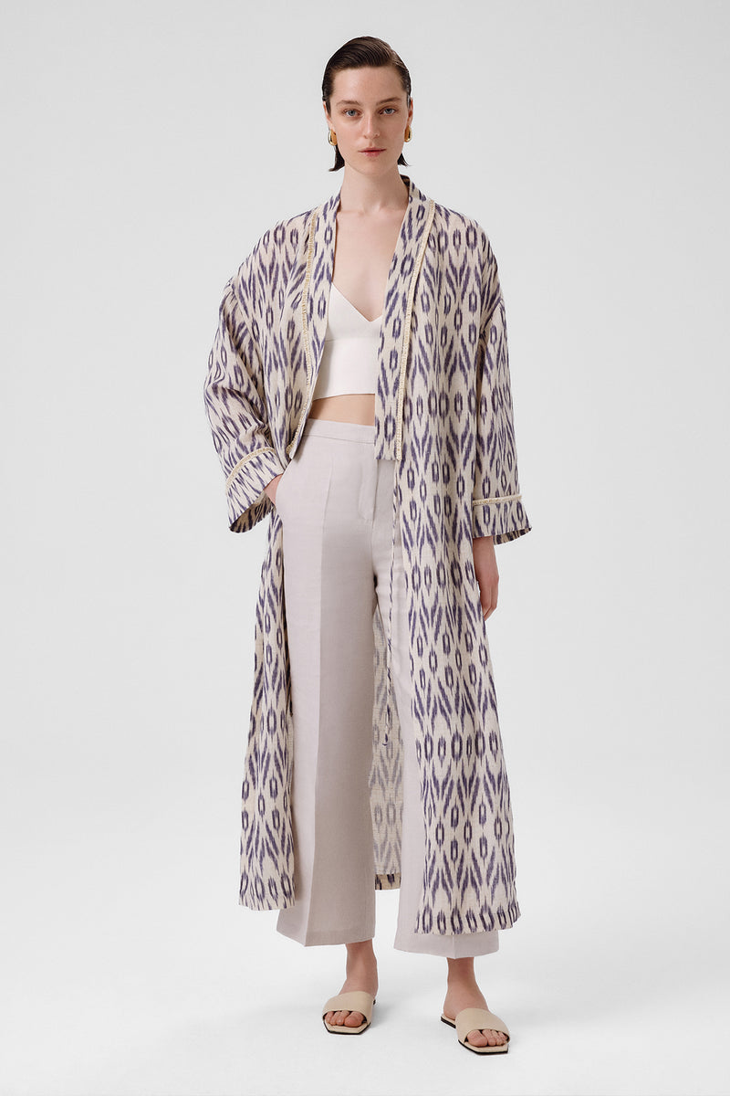 Stone Navy Ethnic Patterned Women's Kaftan