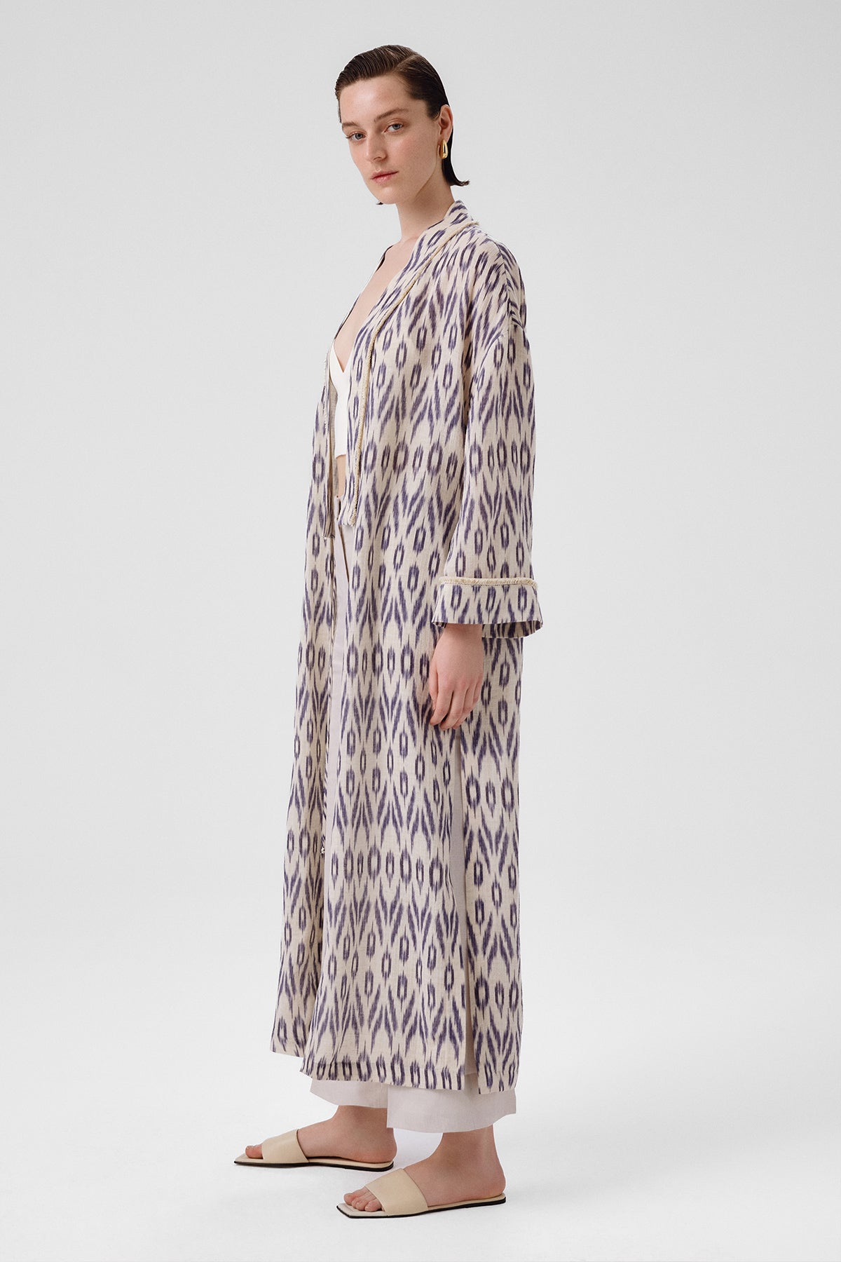 Stone Navy Ethnic Patterned Women's Kaftan