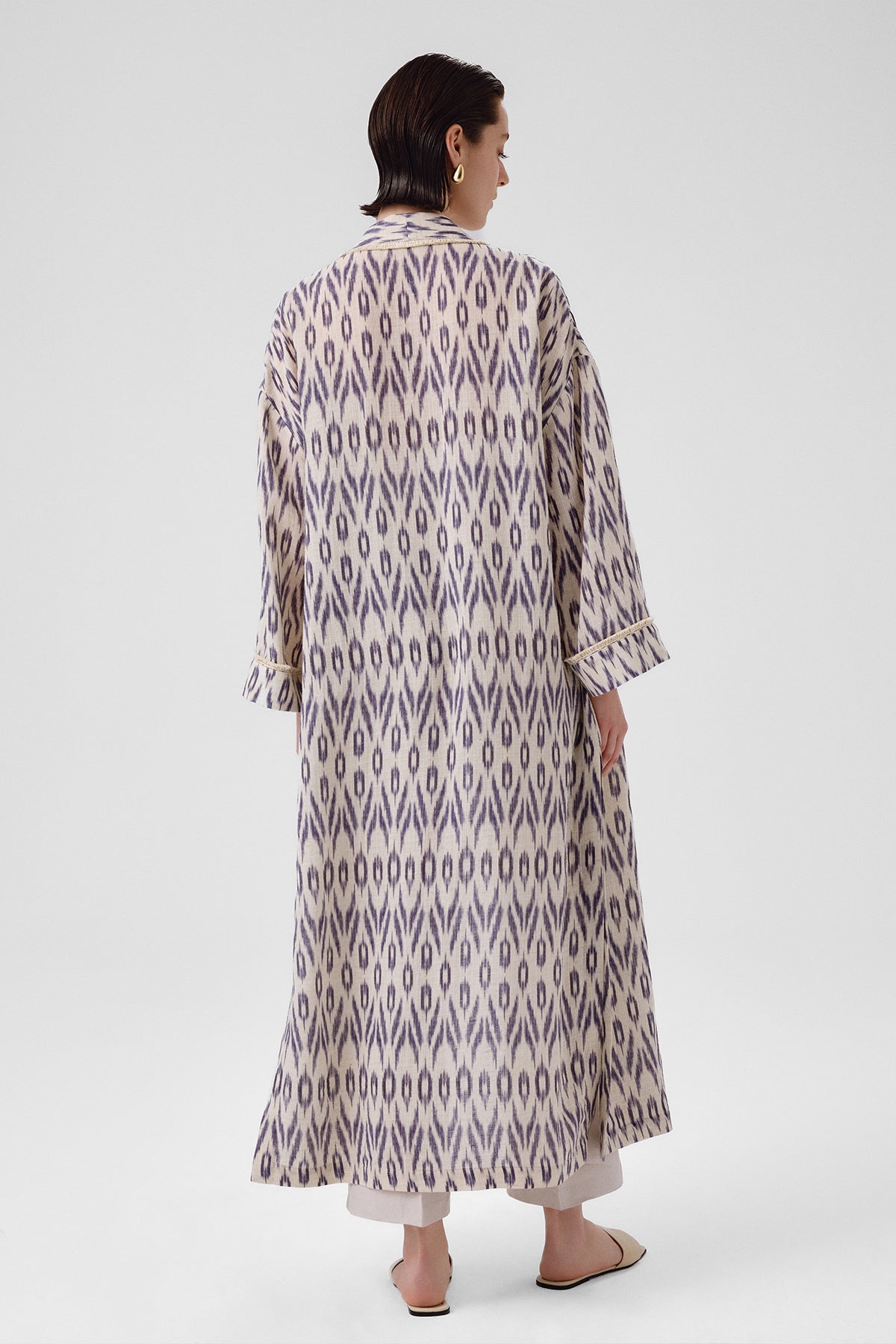 Stone Navy Ethnic Patterned Women's Kaftan