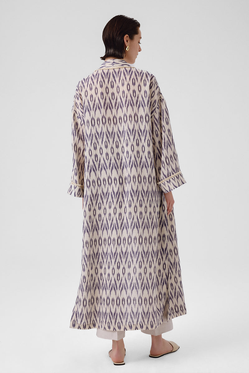 Stone Navy Ethnic Patterned Women's Kaftan