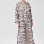 Stone Navy Ethnic Patterned Women's Kaftan