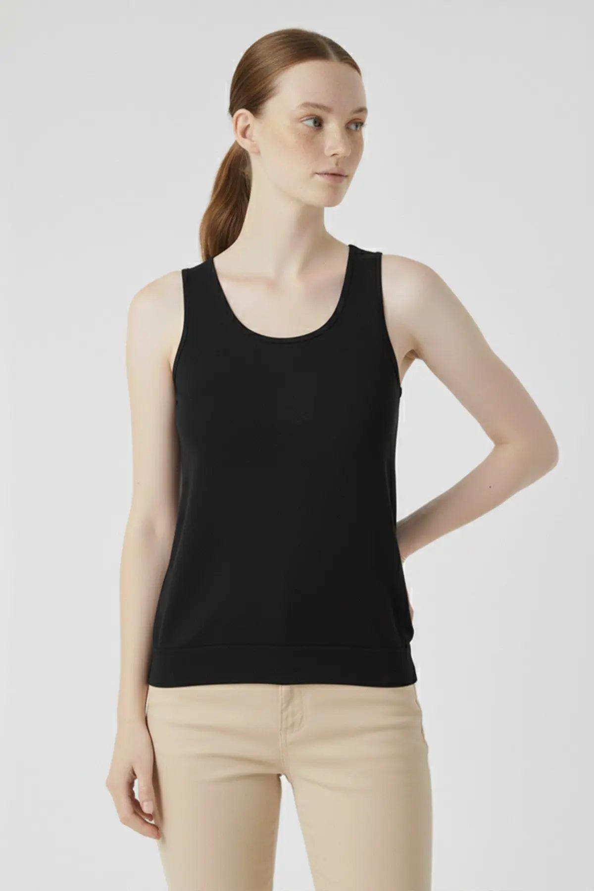 Black Thick Strap Knit Women's Athletic Shirt Triko Mısırlı