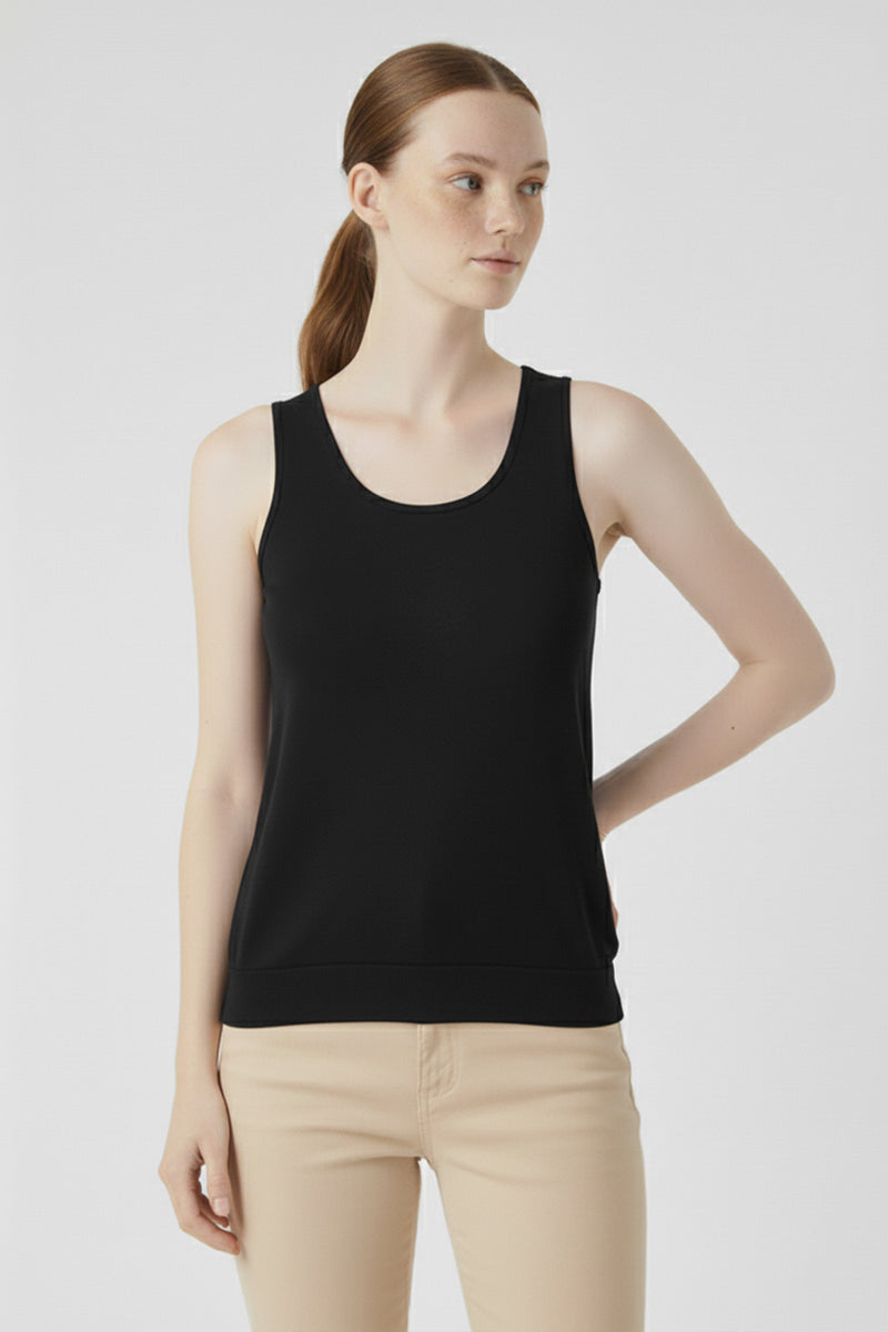 Black Thick Strap Knit Women's Athletic Shirt