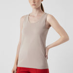 Camel Thick-Striped Knit Women's Tank Top