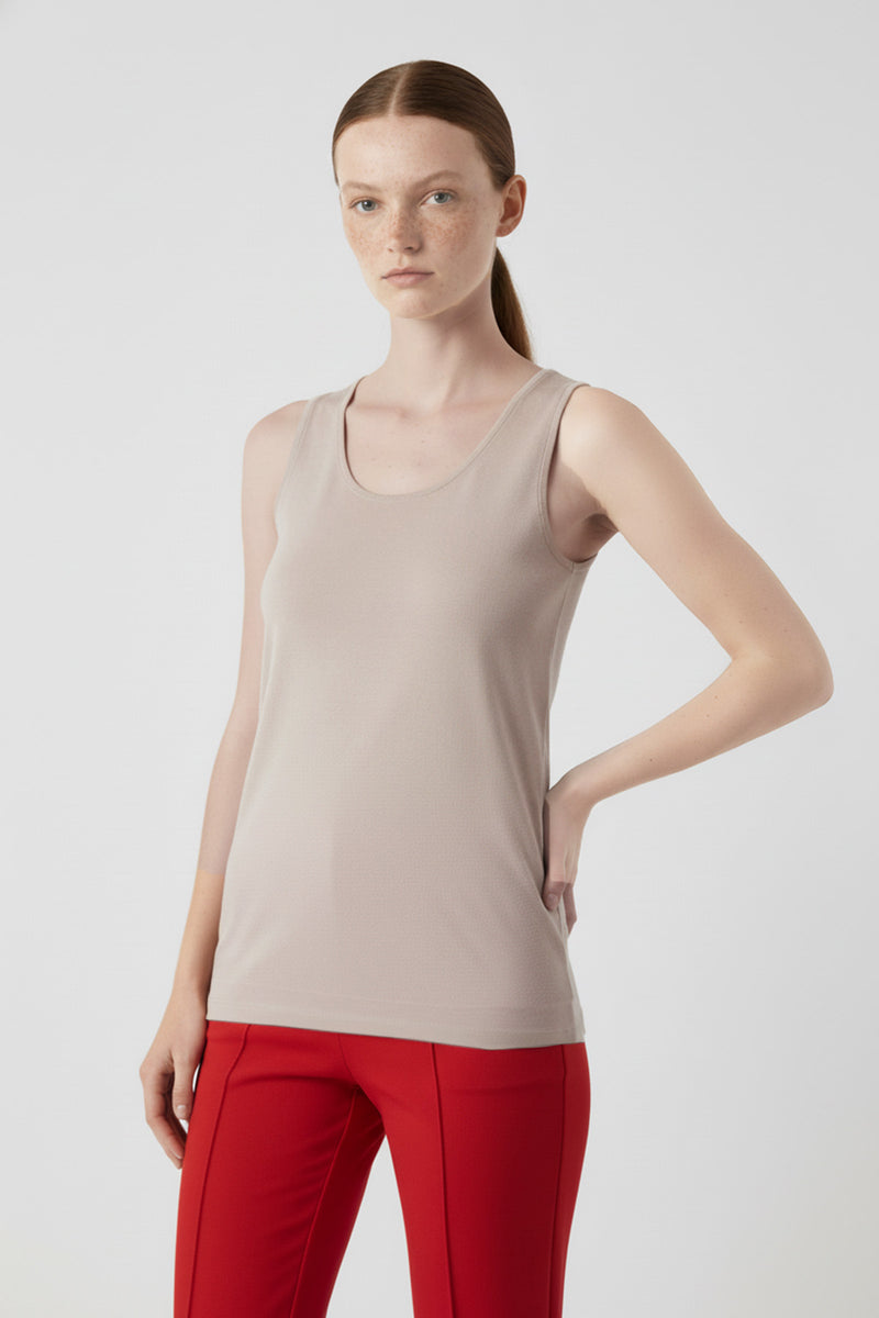 Camel Thick-Striped Knit Women's Tank Top