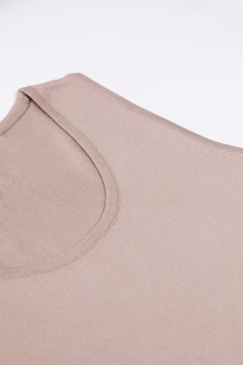 Camel Thick-Striped Knit Women's Tank Top