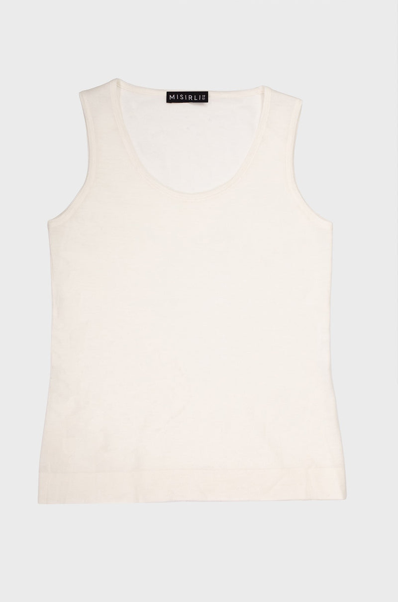 Ecru Thick-Strap Knit Women's Tank Top