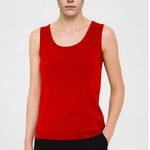 Red Thick Strap Knit Women's Tank Top