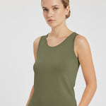 Green Thick Strap Knit Women's Tank Top