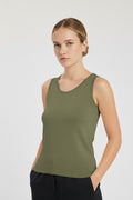 Green Thick Strap Knit Women's Tank Top