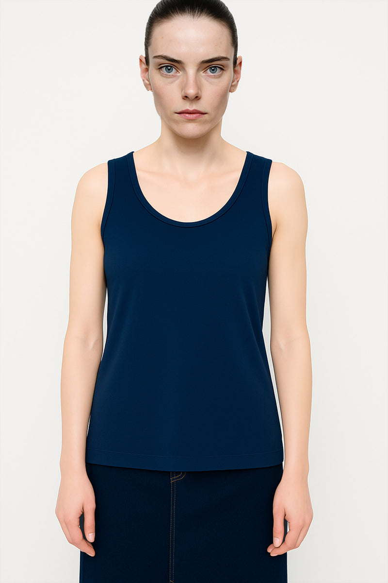 Navy Blue Thick Strap Knit Women's Tank Top