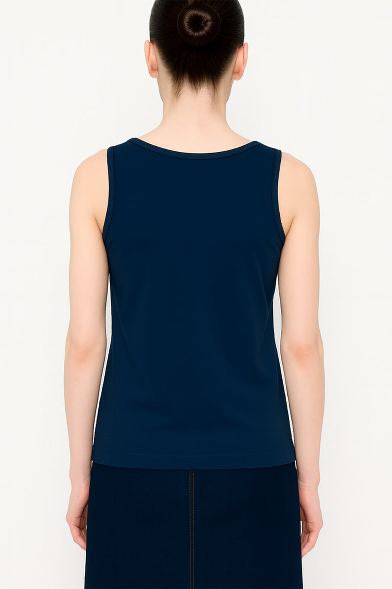Navy Blue Thick Strap Knit Women's Tank Top