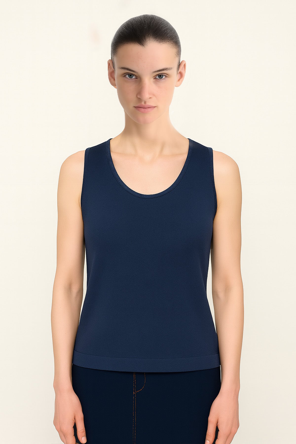 Navy Blue Thick Strap Knit Women's Tank Top