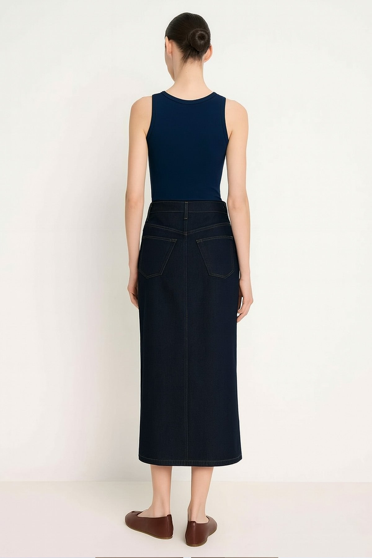 Navy Blue Thick Strap Knit Women's Tank Top