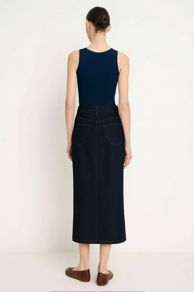 Navy Blue Thick Strap Knit Women's Tank Top