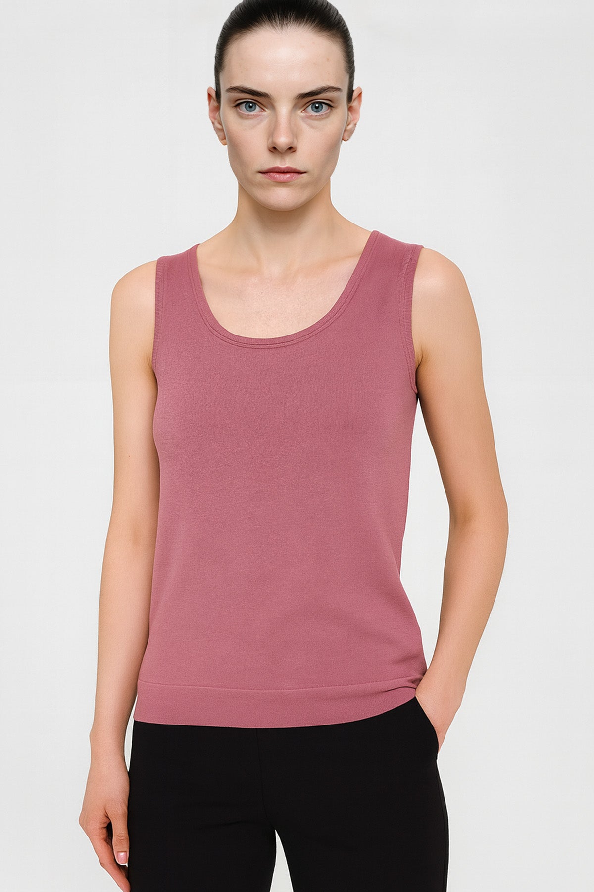 Pink Thick Strap Knit Women's Tank Top