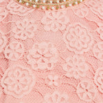 Short-Sleeved Lace Blouse with Rose Embroidery