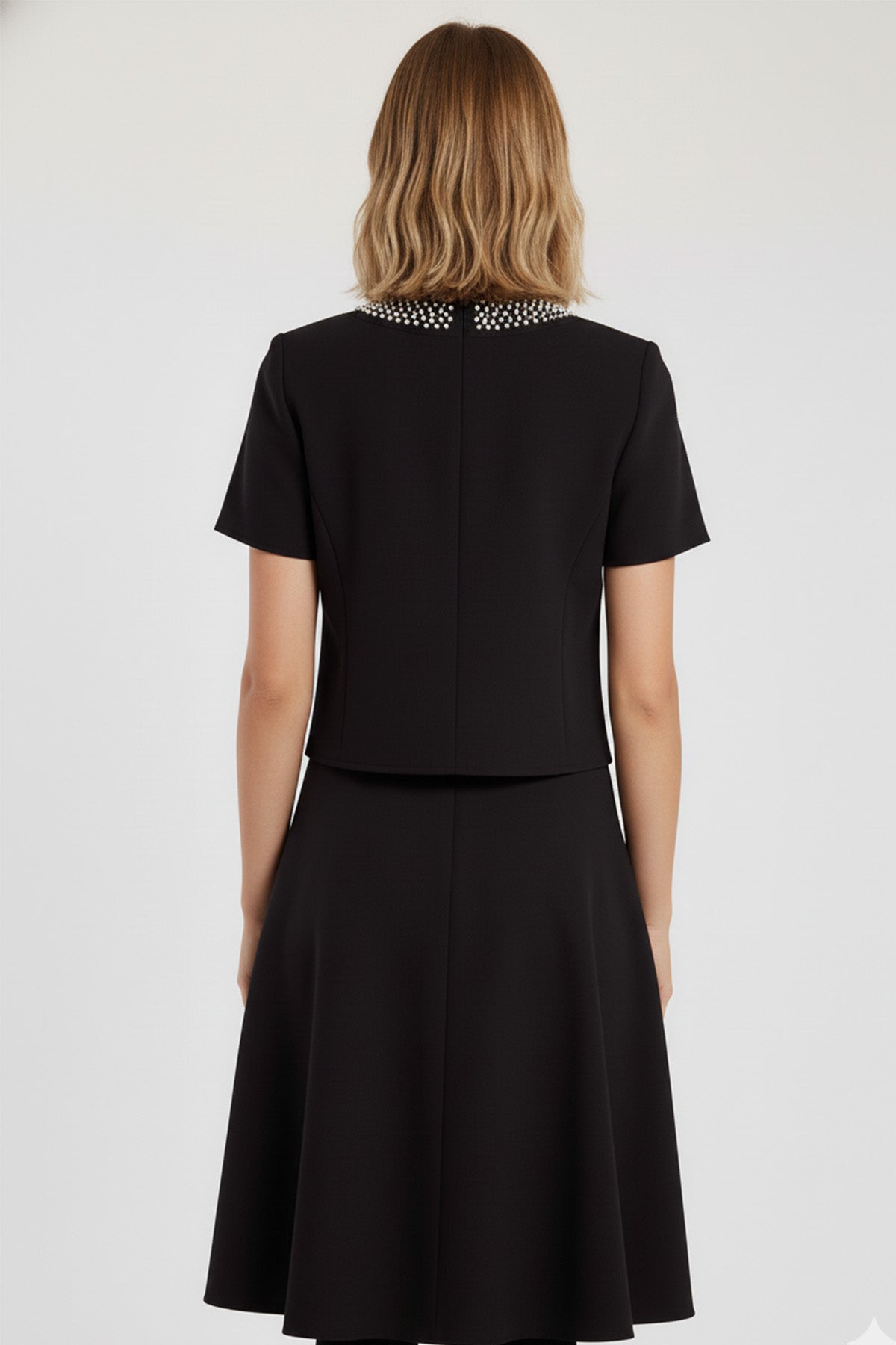 Black Pearl and Stone Embroidered Women's Jacket