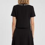 Black Pearl and Stone Embroidered Women's Jacket