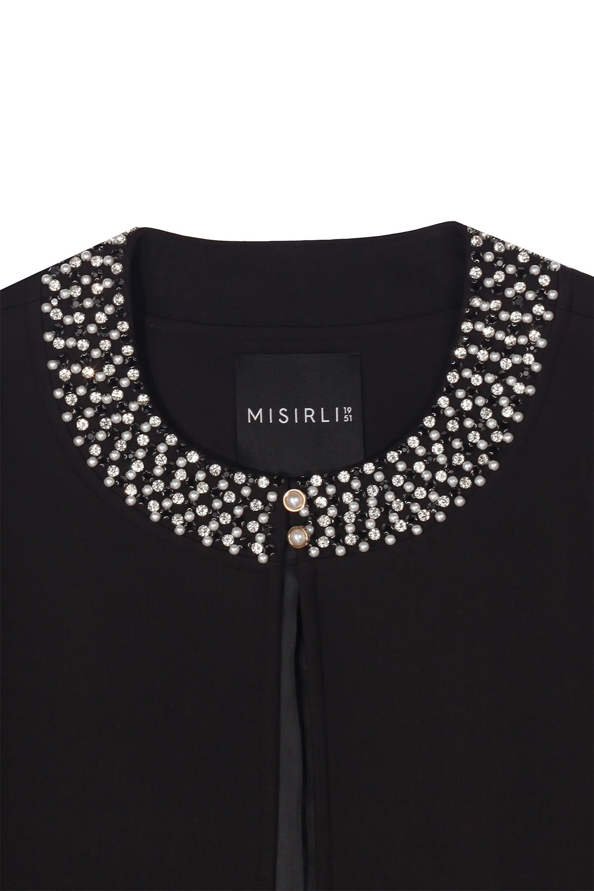 Black Pearl and Stone Embroidered Women's Jacket