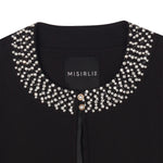 Black Pearl and Stone Embroidered Women's Jacket