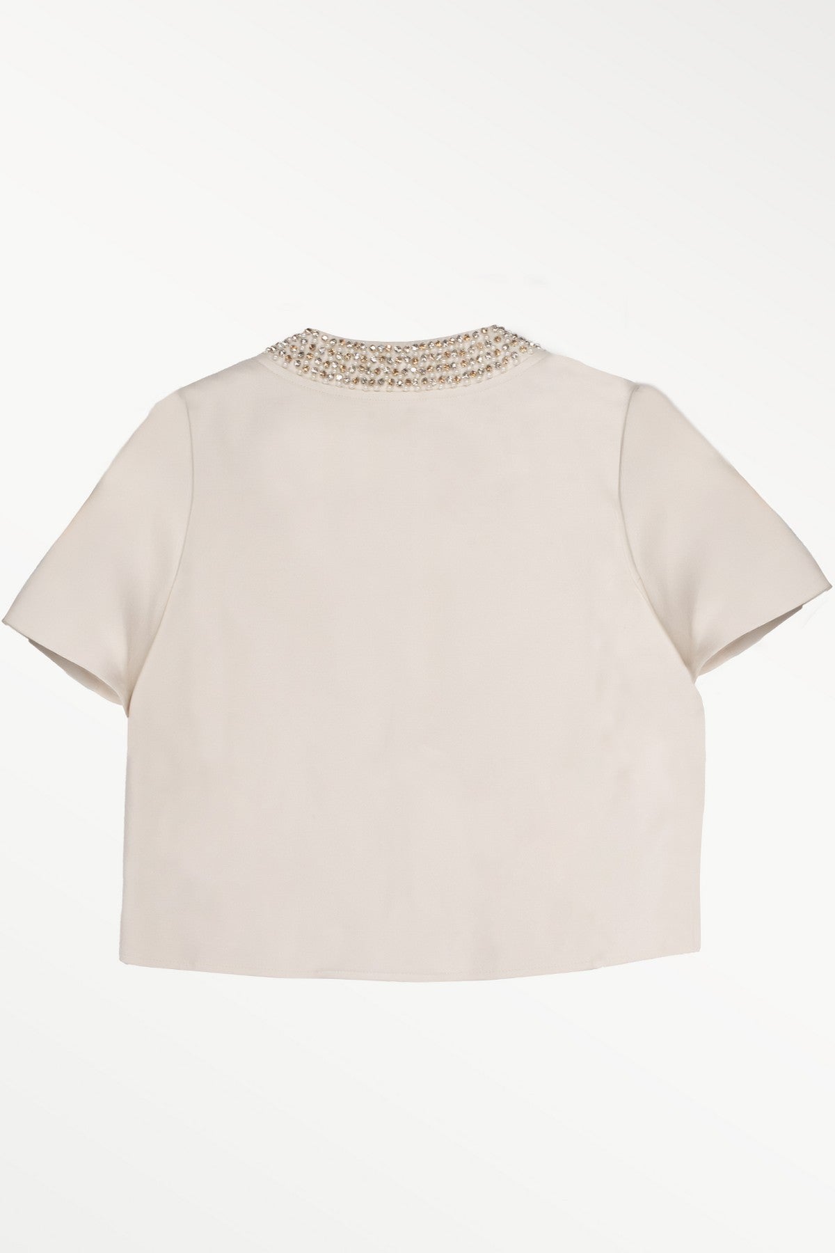 Ecru Pearl and Stone Embroidered Women's Jacket