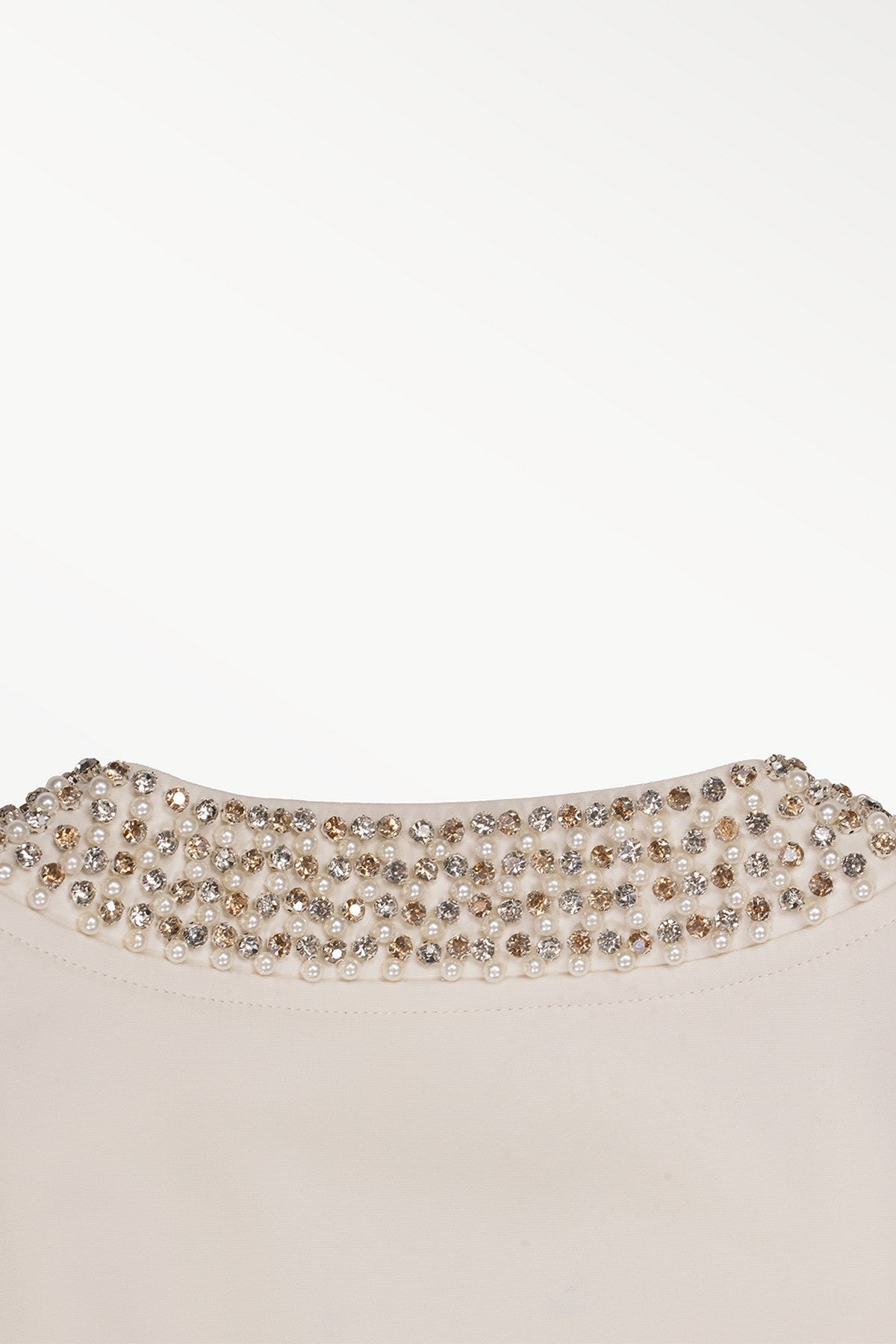 Ecru Pearl and Stone Embroidered Women's Jacket