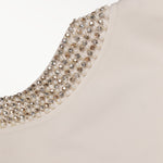 Ecru Pearl and Stone Embroidered Women's Jacket