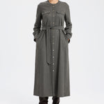 Dark Gray Belted Shirt Dress