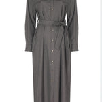 Dark Gray Belted Shirt Dress