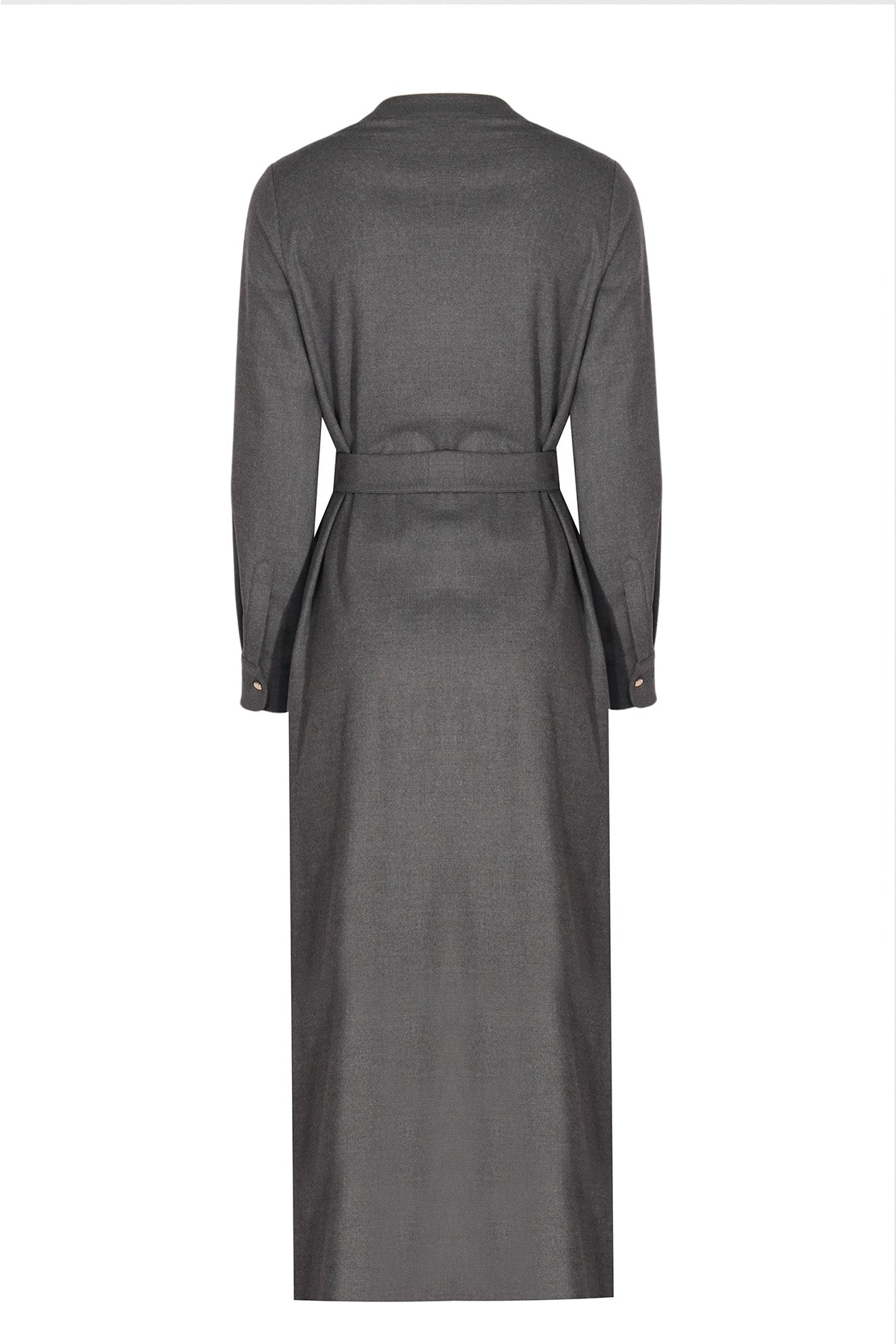 Dark Gray Belted Shirt Dress