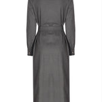 Dark Gray Belted Shirt Dress