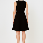 Black Collar Stone Embroidered Mini Dress