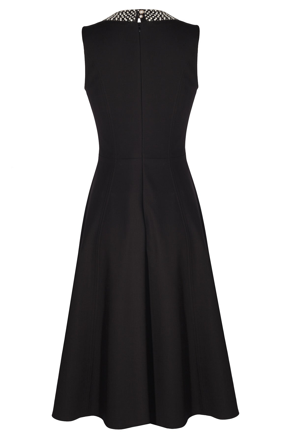 Black Collar Stone Embroidered Mini Dress
