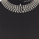 Black Collar Stone Embroidered Mini Dress